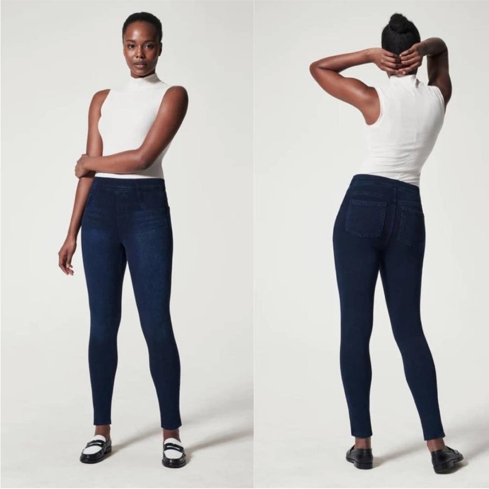 NWT SPANX  Leggings Jeans Shapewear Pants Dark Blue High Rise Size XL